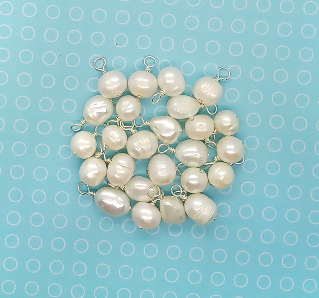 20 Freshwater Pearl Dangles, Pearl Charms with Wire Wrap, Adorabilities